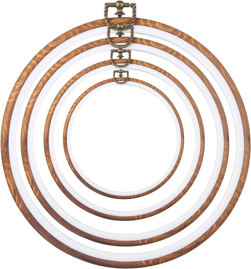Cheloment 4Pcs Embroidery Frame for Dispaly 5inch to 10inch Cross Stitch Frame Set, Circle Embroidery Hoops Display Frame for Sewing and Wall Hang, Needlework, Embroidery Projects - Image 1